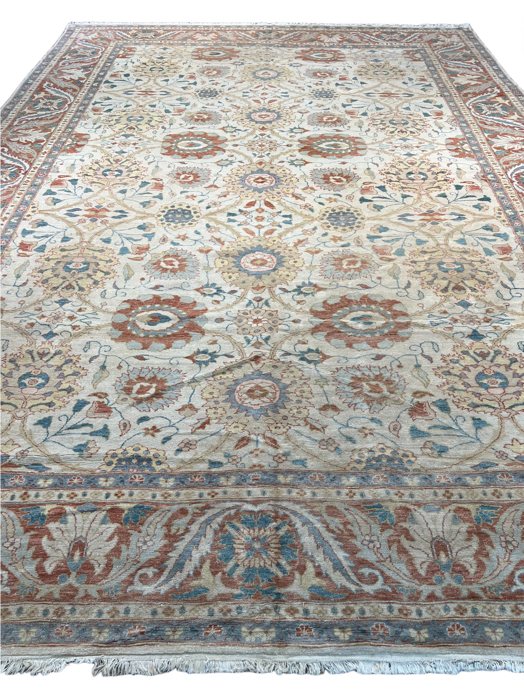 Celestial Bloom – Soft Blue &amp; Terracotta Floral Rug | 12’3” × 17’9”