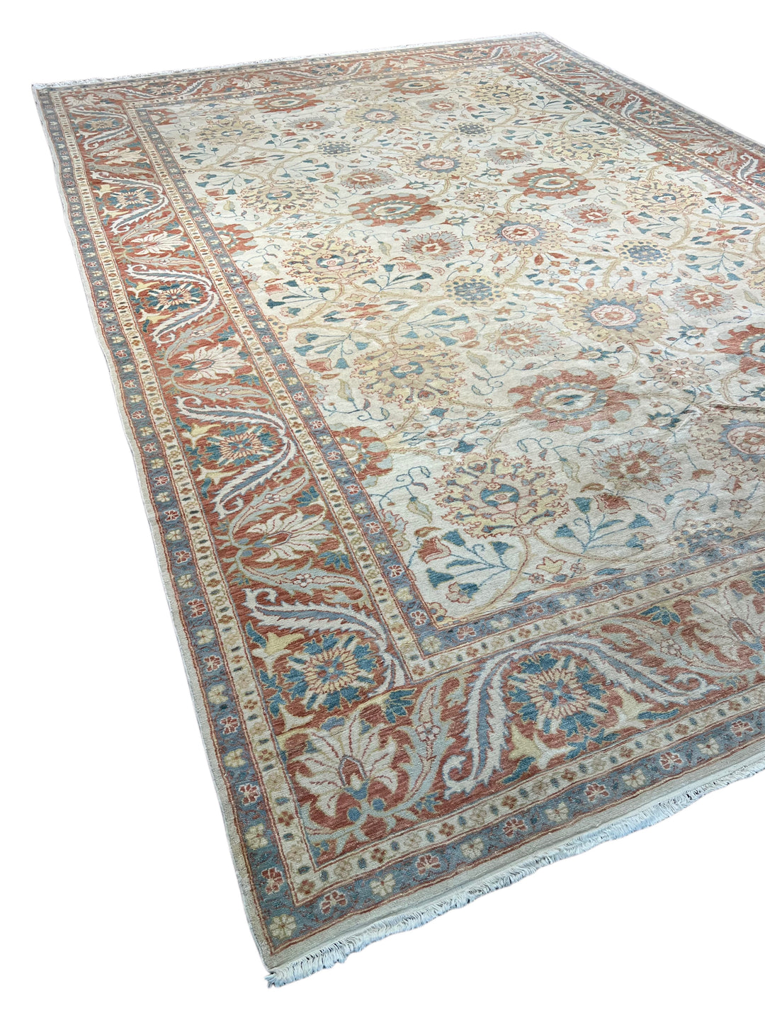 Celestial Bloom – Soft Blue &amp; Terracotta Floral Rug | 12’3” × 17’9”