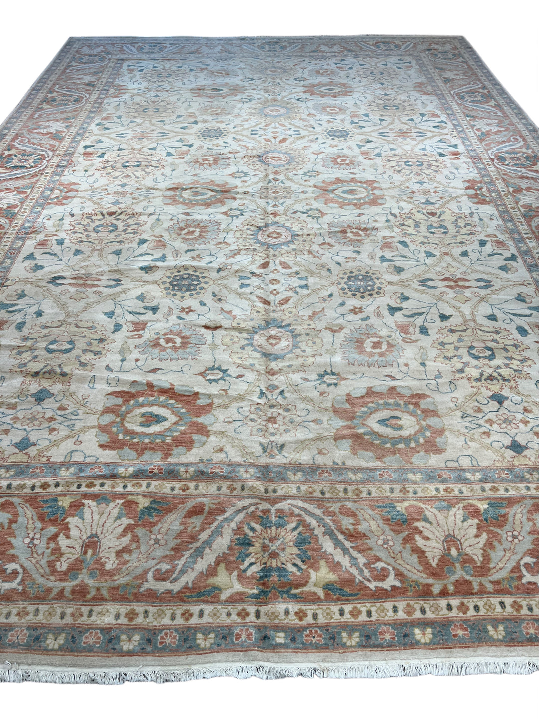 Celestial Bloom – Soft Blue &amp; Terracotta Floral Rug | 12’3” × 17’9”