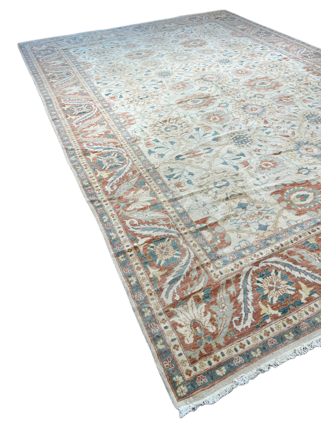 Celestial Bloom – Soft Blue &amp; Terracotta Floral Rug | 12’3” × 17’9”