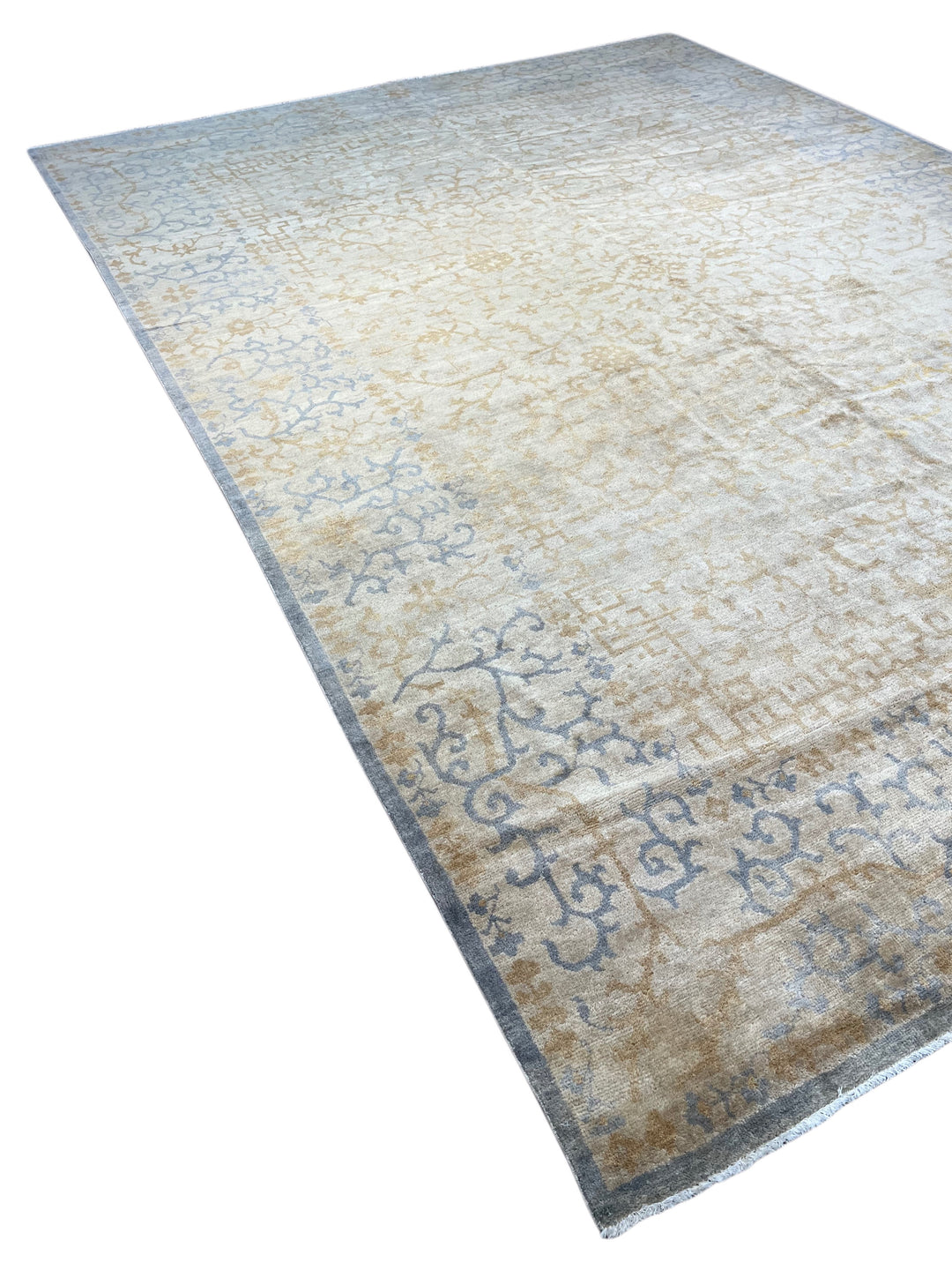 Kyoto Whisper – Soft Blue, Champagne &amp; Beige Ninja Motif Rug | 11’8” × 15’10”