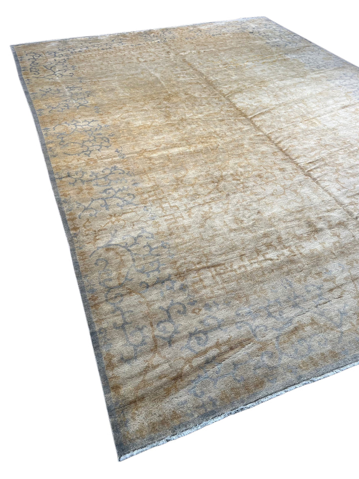 Kyoto Whisper – Soft Blue, Champagne &amp; Beige Ninja Motif Rug | 11’8” × 15’10”