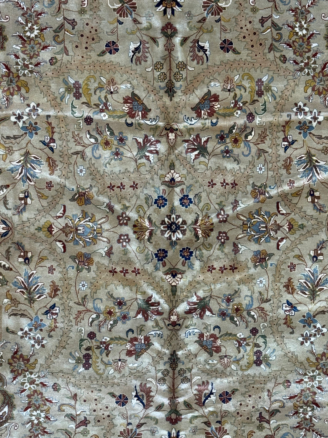 Bellmont Heritage – Beige, Olive &amp; Burgundy Tabriz Style Rug | 11’9” × 14’11”