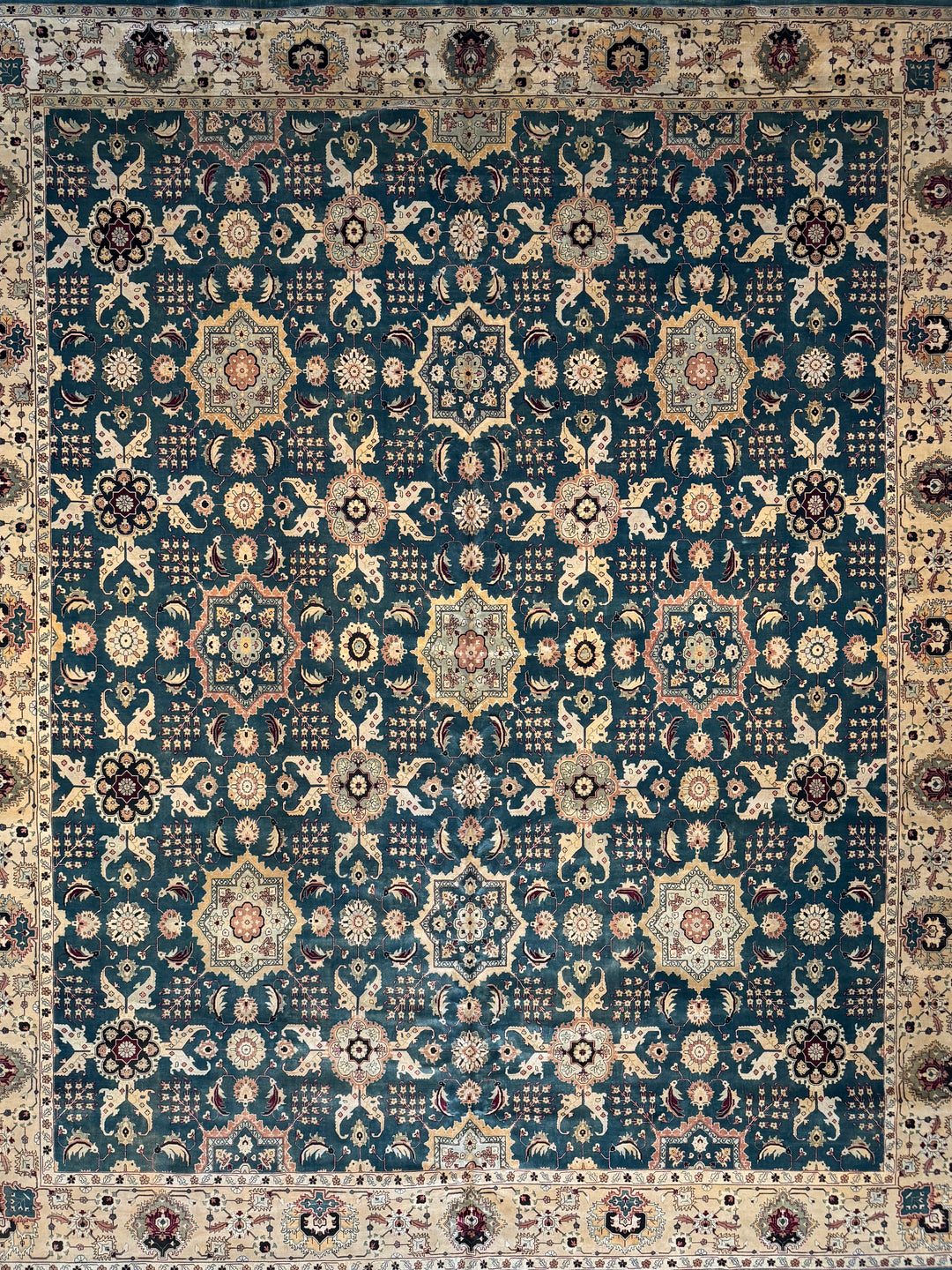 Ardencrest – Deep Teal &amp; Ivory Traditional Floral Rug | 12’3” × 14’8”