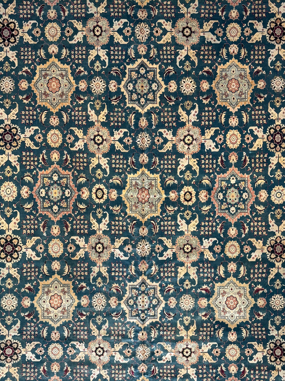 Ardencrest – Deep Teal &amp; Ivory Traditional Floral Rug | 12’3” × 14’8”