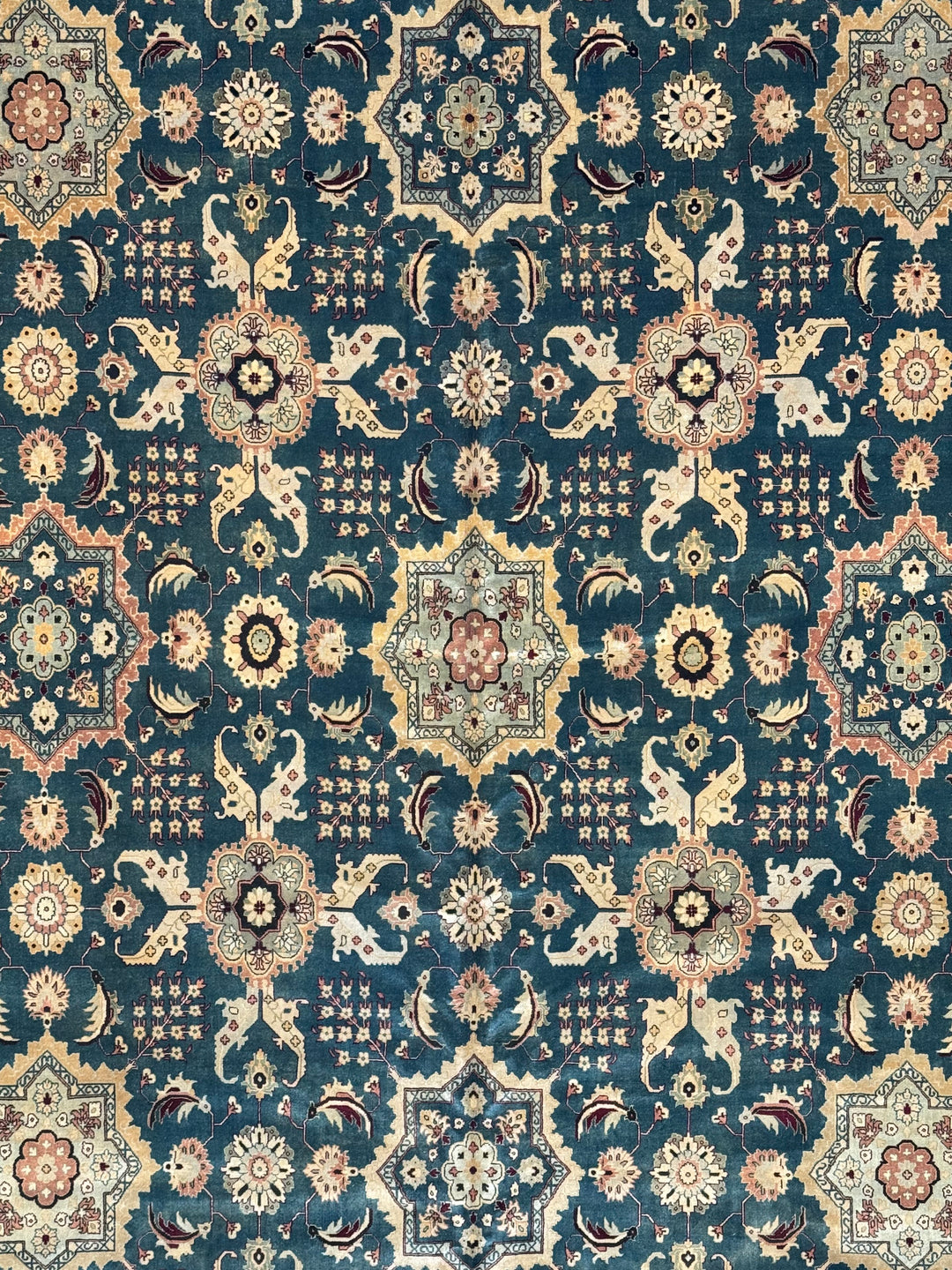 Ardencrest – Deep Teal &amp; Ivory Traditional Floral Rug | 12’3” × 14’8”