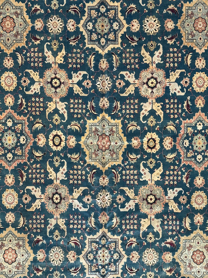 Ardencrest – Deep Teal &amp; Ivory Traditional Floral Rug | 12’3” × 14’8”