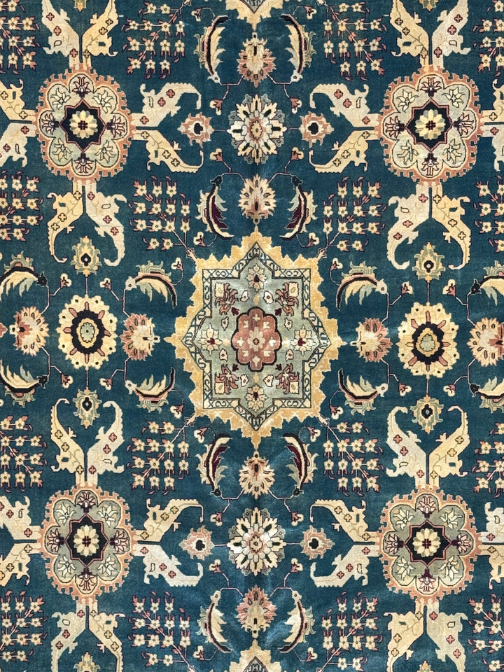 Ardencrest – Deep Teal &amp; Ivory Traditional Floral Rug | 12’3” × 14’8”