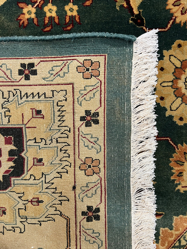 Ardencrest – Deep Teal &amp; Ivory Traditional Floral Rug | 12’3” × 14’8”