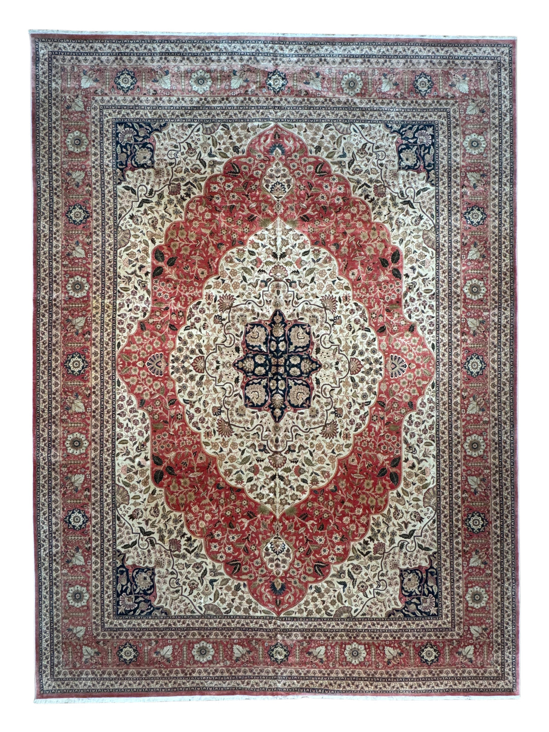 Rosavelle – Rose Red &amp; Ivory Traditional Floral Medallion Rug | 11’10” × 16’2”