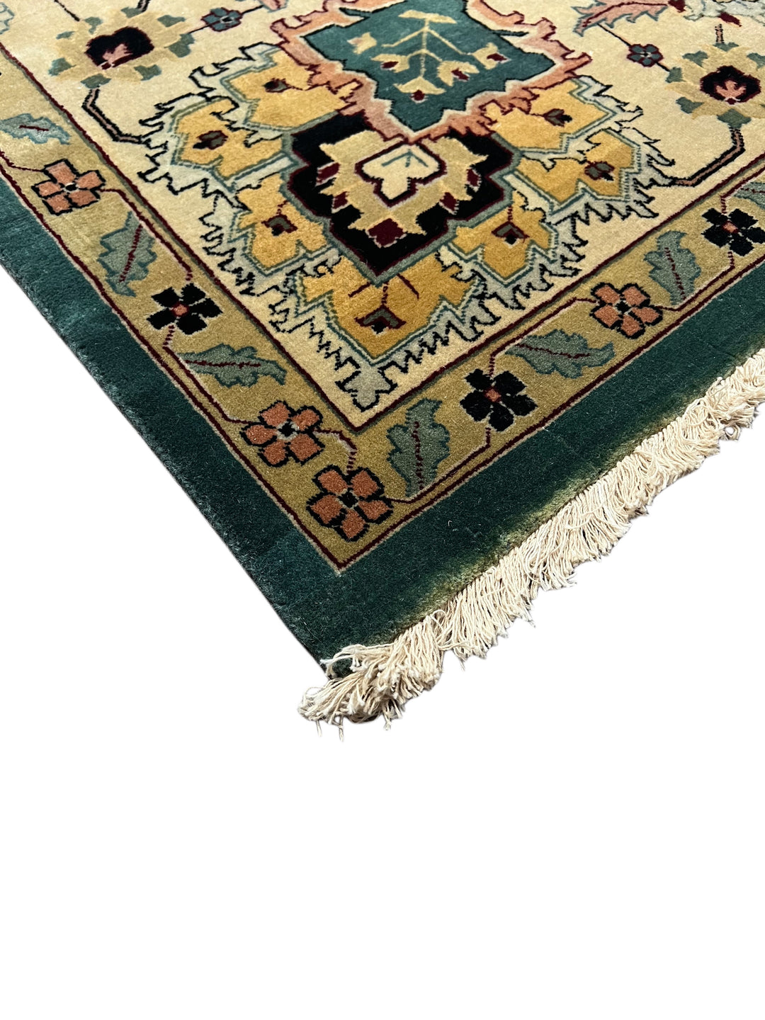 Aldermere – Deep Teal &amp; Ivory Traditional Agra Style Rug | 11’10” × 17’8”