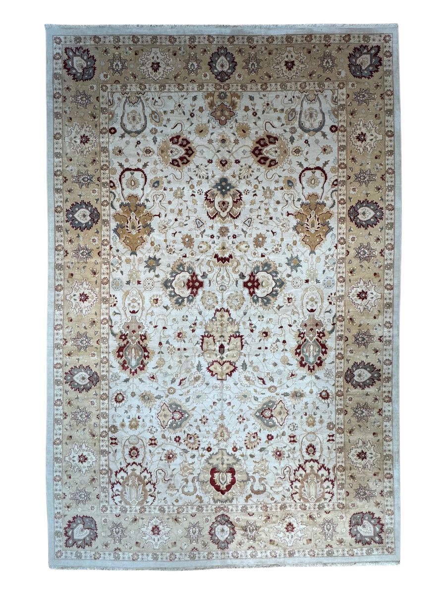 Ivory Solstice – Soft Ivory & Beige Traditional Floral Rug | 12’0” × 18’4”