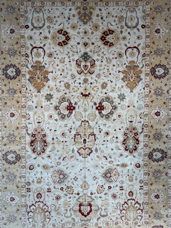 Ivory Solstice – Soft Ivory &amp; Beige Traditional Floral Rug | 12’0” × 18’4”