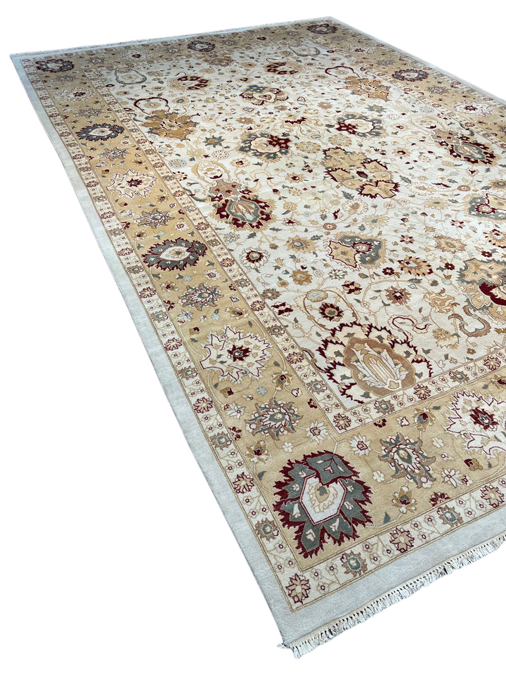 Ivory Solstice – Soft Ivory &amp; Beige Traditional Floral Rug | 12’0” × 18’4”