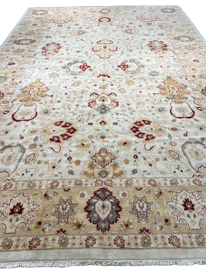 Ivory Solstice – Soft Ivory &amp; Beige Traditional Floral Rug | 12’0” × 18’4”