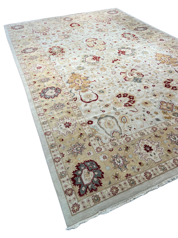 Ivory Solstice – Soft Ivory &amp; Beige Traditional Floral Rug | 12’0” × 18’4”