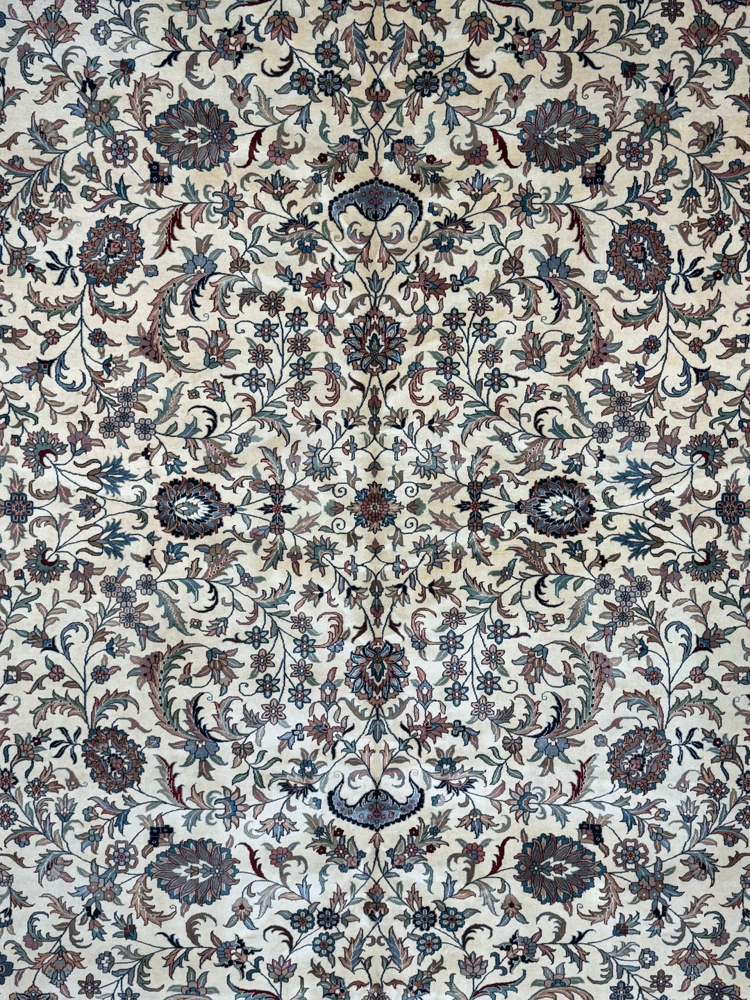 Midnight Versailles – Ivory &amp; Black Kashan Style Floral Rug | 12’0” × 18’0”