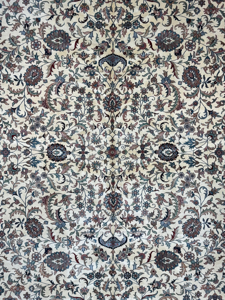 Midnight Versailles – Ivory &amp; Black Kashan Style Floral Rug | 12’0” × 18’0”