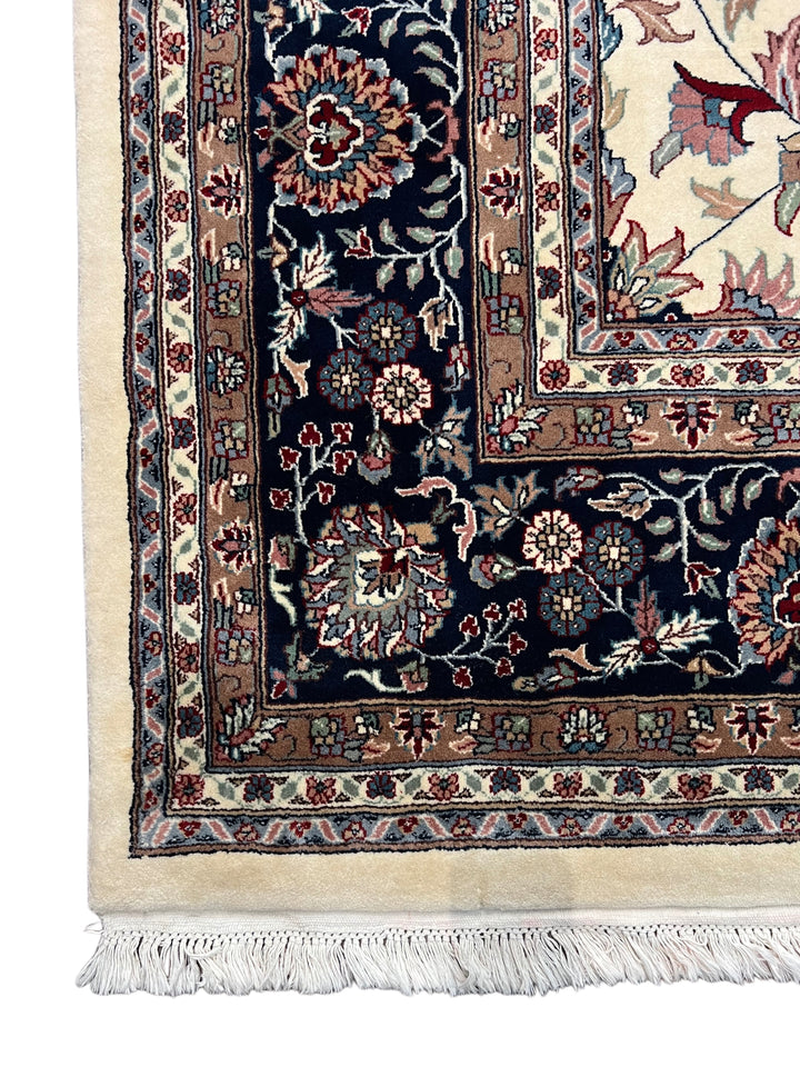 Midnight Versailles – Ivory &amp; Black Kashan Style Floral Rug | 12’0” × 18’0”