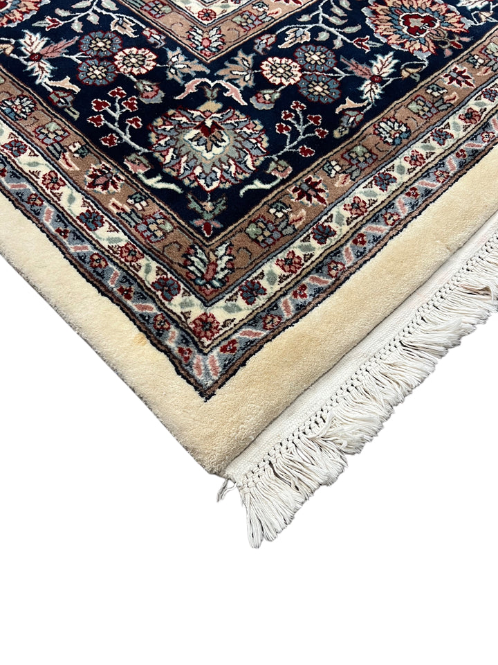Midnight Versailles – Ivory &amp; Black Kashan Style Floral Rug | 12’0” × 18’0”