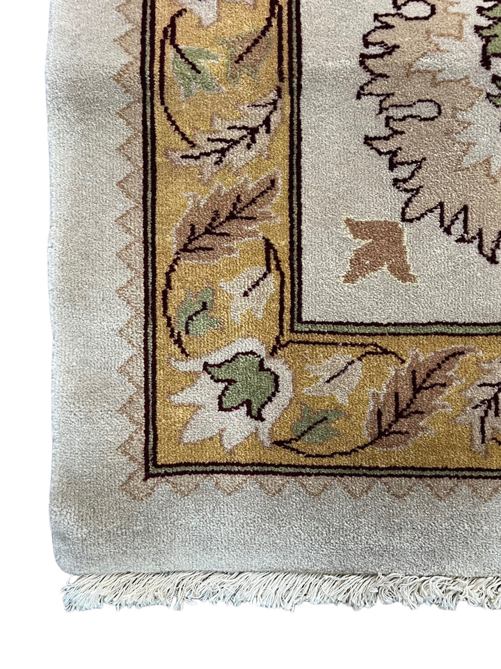 Sage Marigold – Ivory, Sage &amp; Gold Agra Style Floral Rug | 12’4” × 17’8”