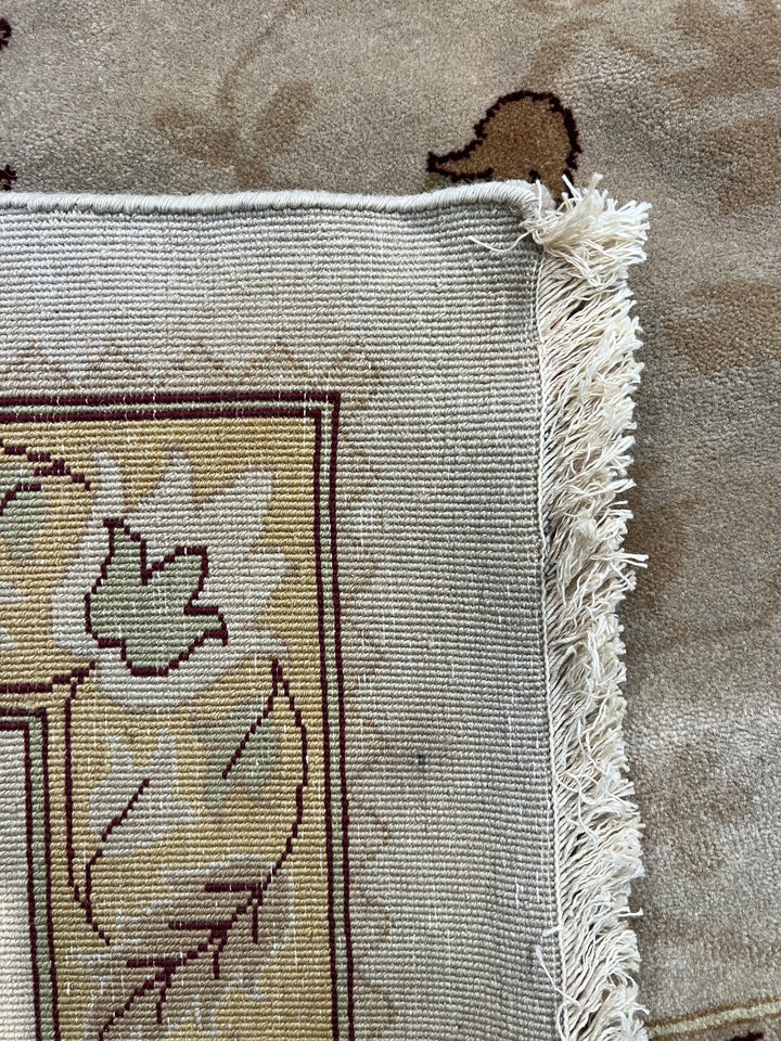 Sage Marigold – Ivory, Sage &amp; Gold Agra Style Floral Rug | 12’4” × 17’8”