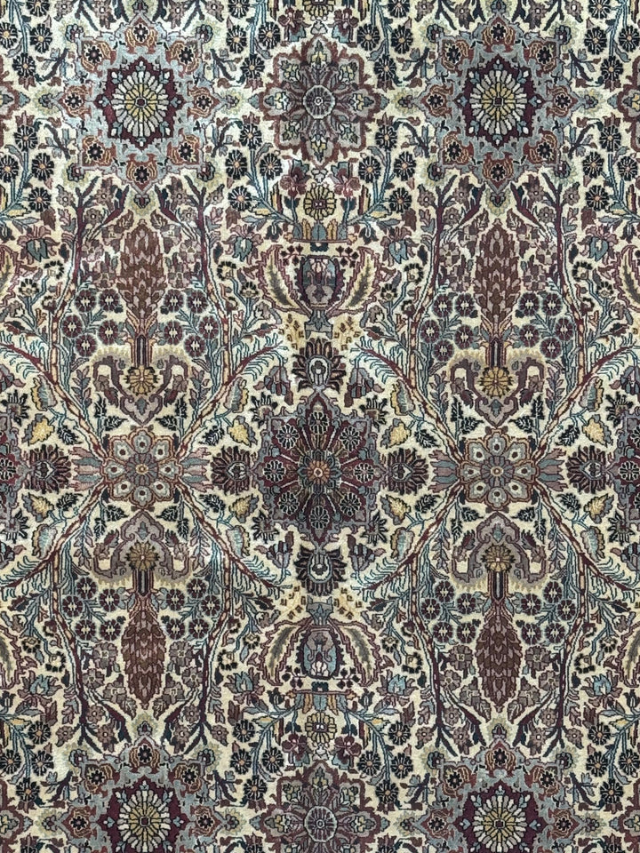 Imperial Mosaic – Ivory &amp; Deep Burgundy Tabriz Style Floral Rug | 11’8” × 15’3”