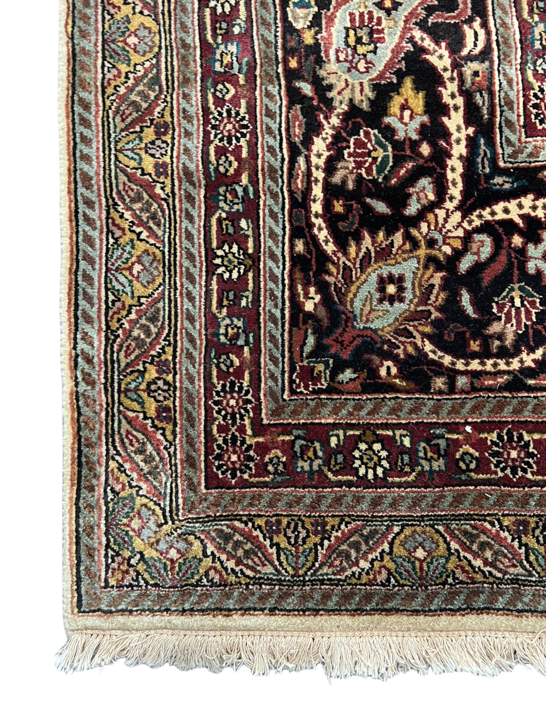 Imperial Mosaic – Ivory &amp; Deep Burgundy Tabriz Style Floral Rug | 11’8” × 15’3”