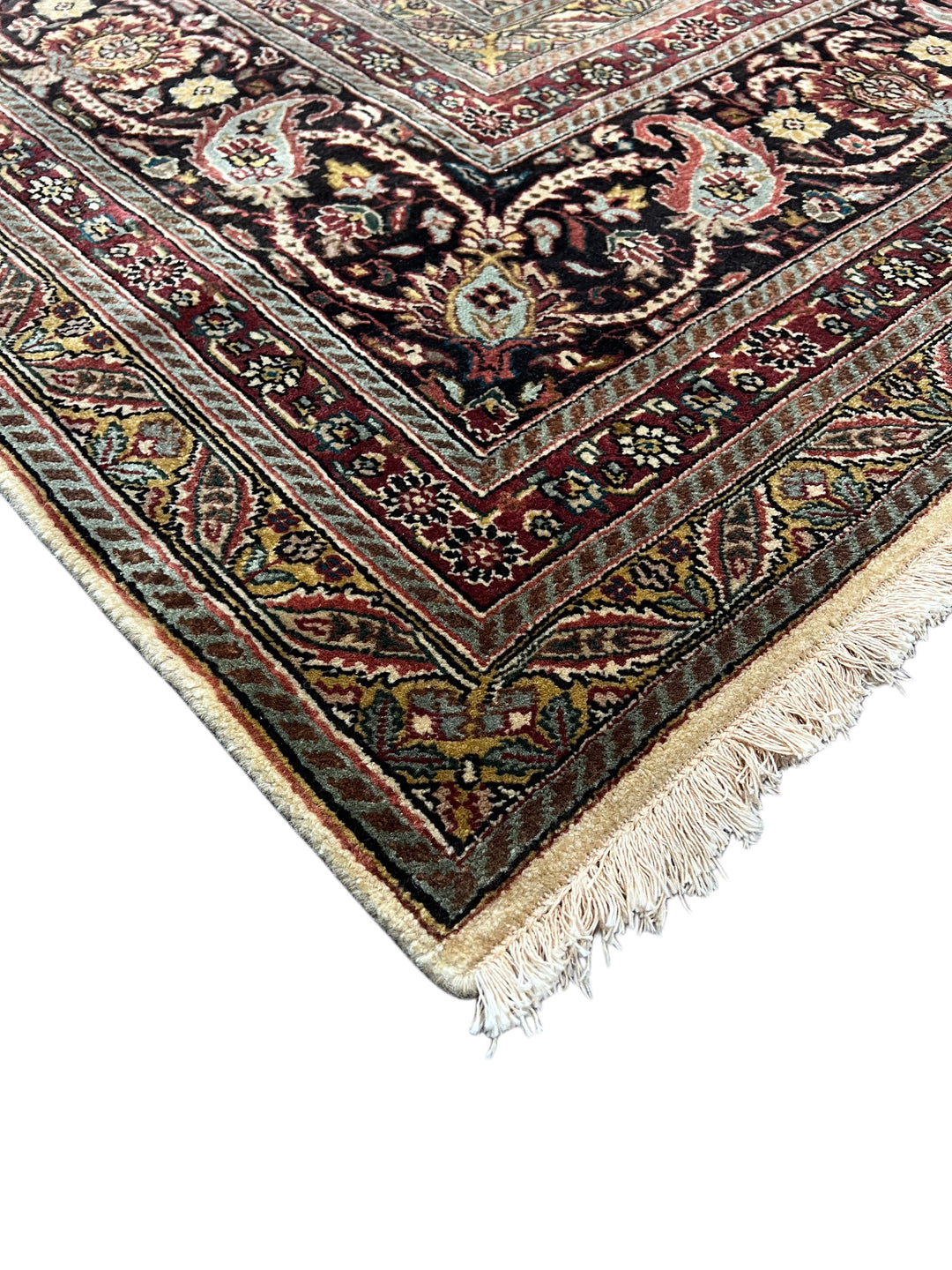Imperial Mosaic – Ivory &amp; Deep Burgundy Tabriz Style Floral Rug | 11’8” × 15’3”
