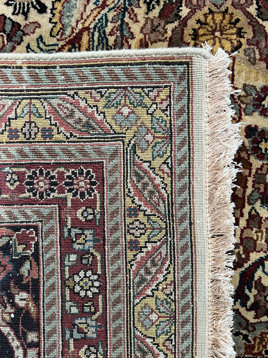 Imperial Mosaic – Ivory &amp; Deep Burgundy Tabriz Style Floral Rug | 11’8” × 15’3”