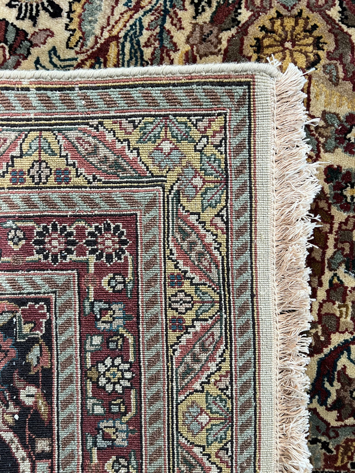 Imperial Mosaic – Ivory &amp; Deep Burgundy Tabriz Style Floral Rug | 11’8” × 15’3”