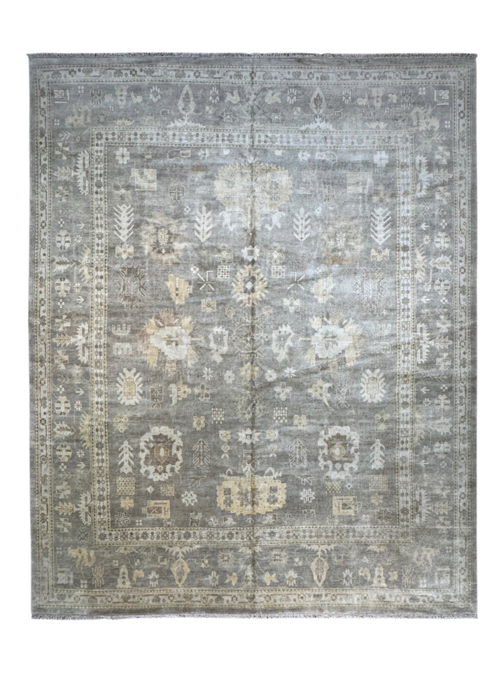 Moonlit Heirloom – Silver Grey &amp; Ivory Oushak Style Rug | 12’3” × 15’3”