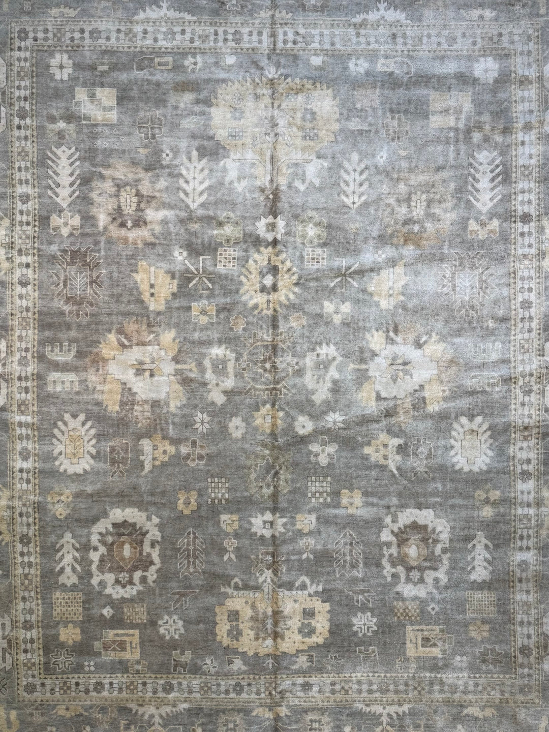 Moonlit Heirloom – Silver Grey &amp; Ivory Oushak Style Rug | 12’3” × 15’3”