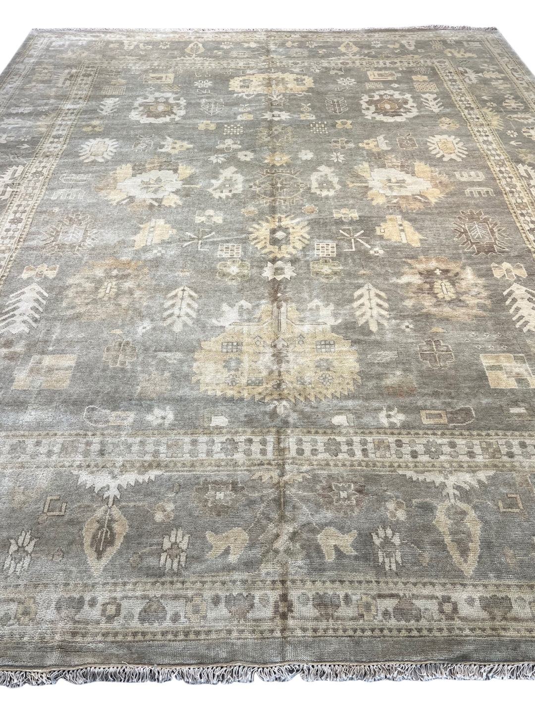 Moonlit Heirloom – Silver Grey &amp; Ivory Oushak Style Rug | 12’3” × 15’3”
