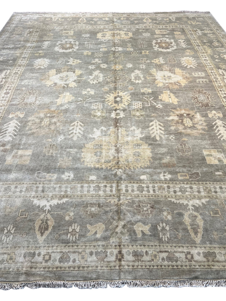 Moonlit Heirloom – Silver Grey &amp; Ivory Oushak Style Rug | 12’3” × 15’3”