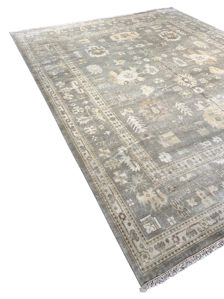 Moonlit Heirloom – Silver Grey &amp; Ivory Oushak Style Rug | 12’3” × 15’3”