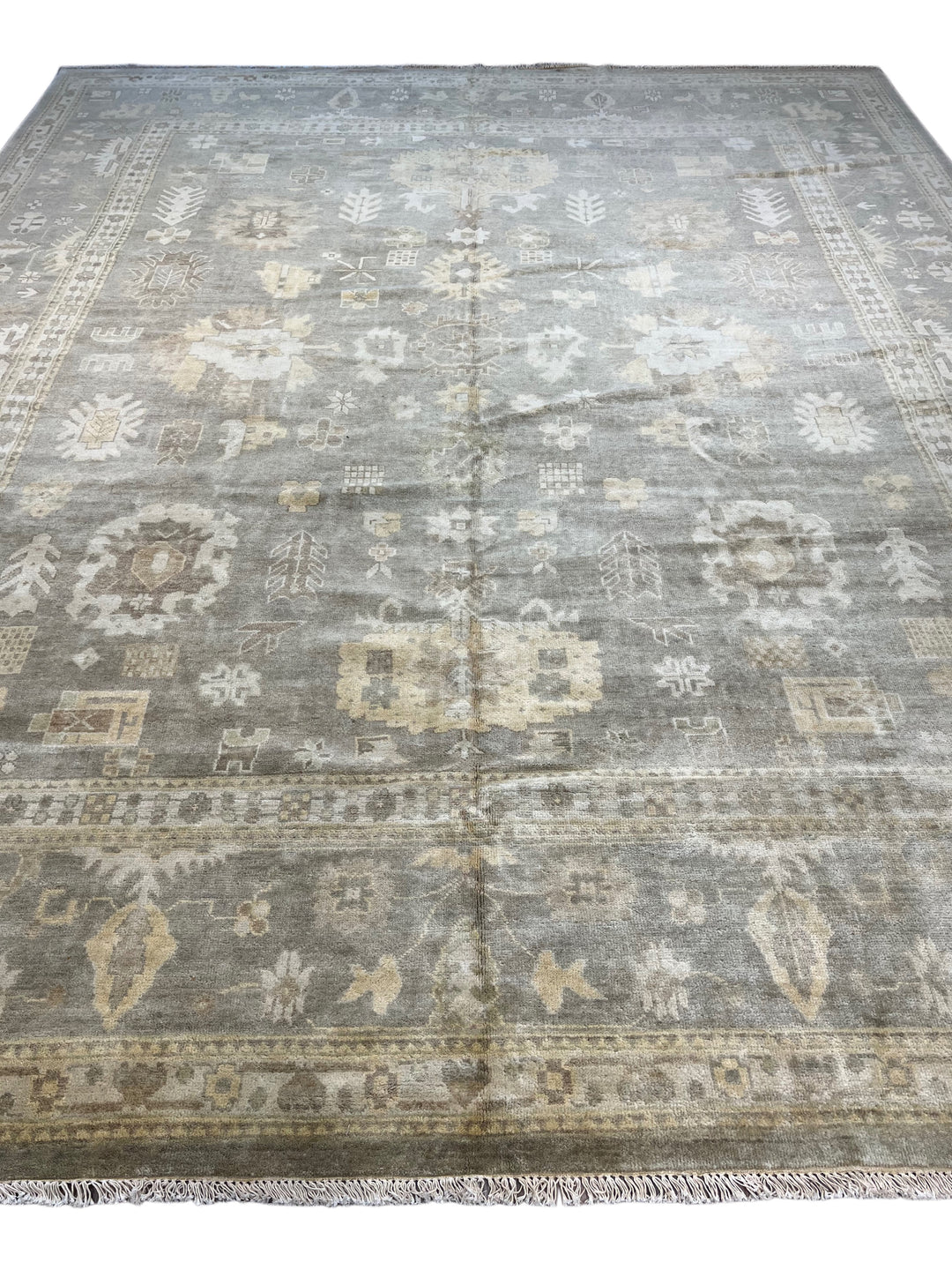 Moonlit Heirloom – Silver Grey &amp; Ivory Oushak Style Rug | 12’3” × 15’3”