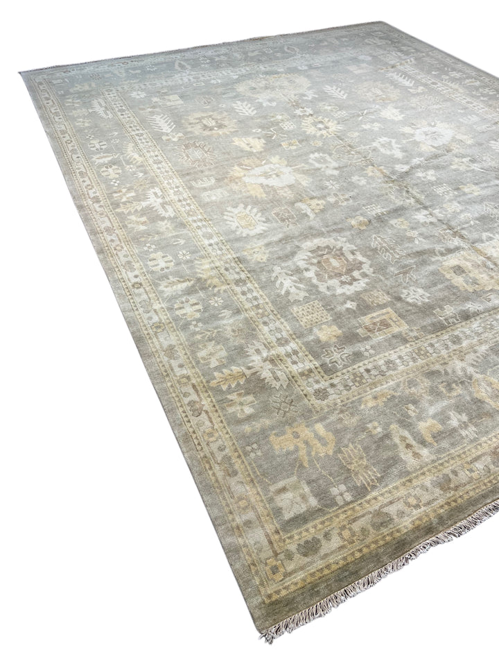 Moonlit Heirloom – Silver Grey &amp; Ivory Oushak Style Rug | 12’3” × 15’3”
