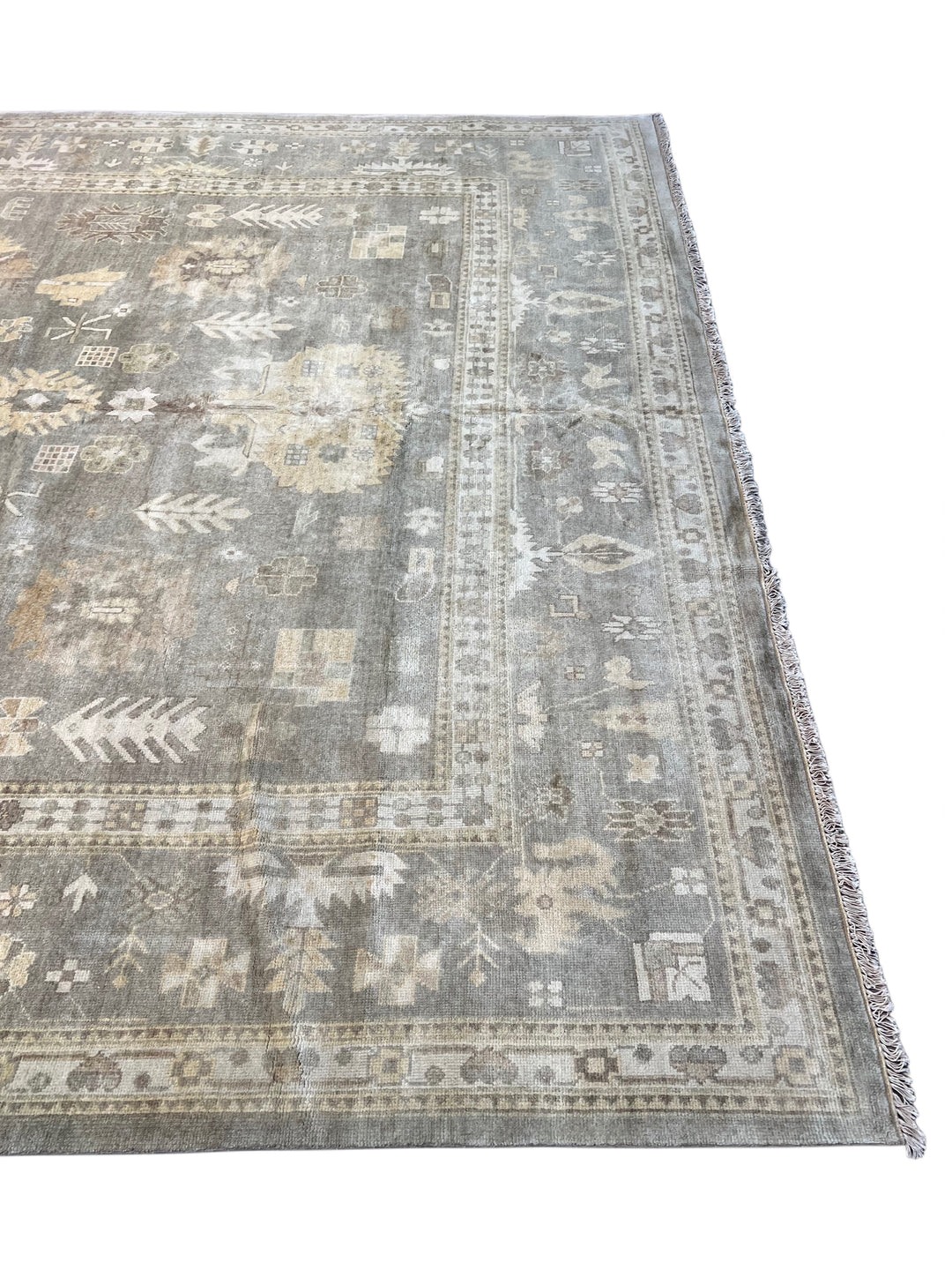 Moonlit Heirloom – Silver Grey &amp; Ivory Oushak Style Rug | 12’3” × 15’3”