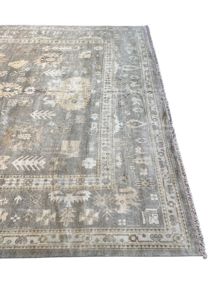 Moonlit Heirloom – Silver Grey &amp; Ivory Oushak Style Rug | 12’3” × 15’3”