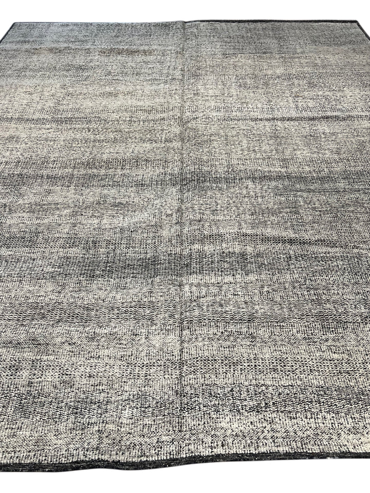 Graphite Weave – Silver Grey &amp; Charcoal Textured Modern Rug | 12’7” × 15’1”